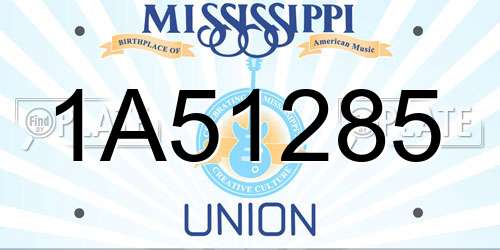 1A51285 Mississippi License Plate