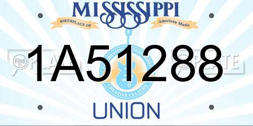 1A51288 Mississippi License Plate