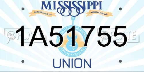 1A51755 Mississippi License Plate
