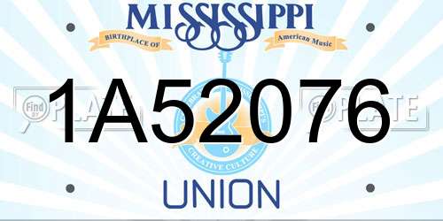 1A52076 Mississippi License Plate