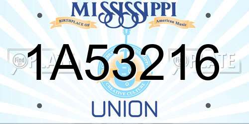 1A53216 Mississippi License Plate