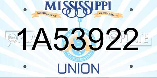 1A53922 Mississippi License Plate