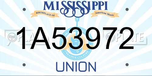 1A53972 Mississippi License Plate