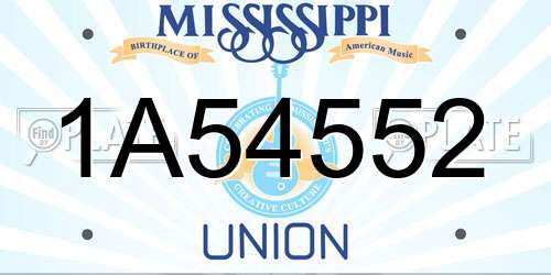 1A54552 Mississippi License Plate