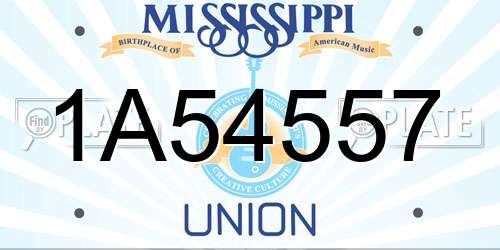 1A54557 Mississippi License Plate