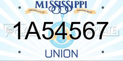 1A54567 Mississippi License Plate