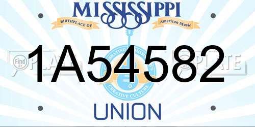 1A54582 Mississippi License Plate