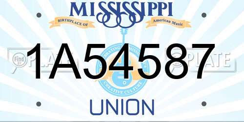 1A54587 Mississippi License Plate