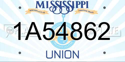 1A54862 Mississippi License Plate