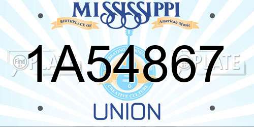 1A54867 Mississippi License Plate