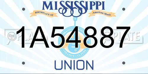 1A54887 Mississippi License Plate