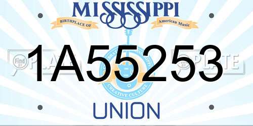 1A55253 Mississippi License Plate