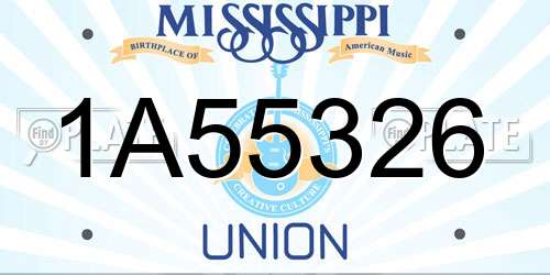 1A55326 Mississippi License Plate