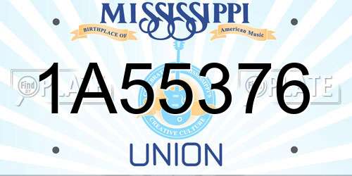 1A55376 Mississippi License Plate