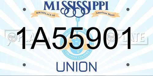 1A55901 Mississippi License Plate