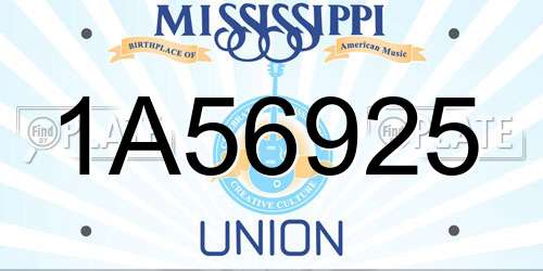 1A56925 Mississippi License Plate