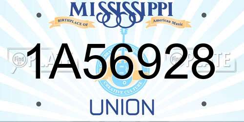 1A56928 Mississippi License Plate