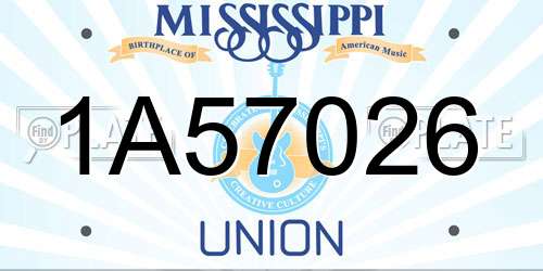 1A57026 Mississippi License Plate