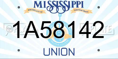 1A58142 Mississippi License Plate