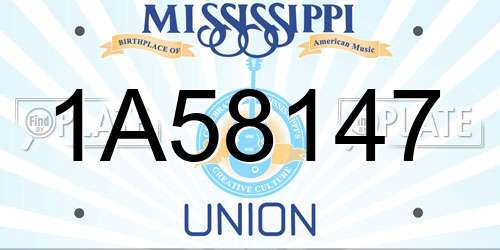 1A58147 Mississippi License Plate