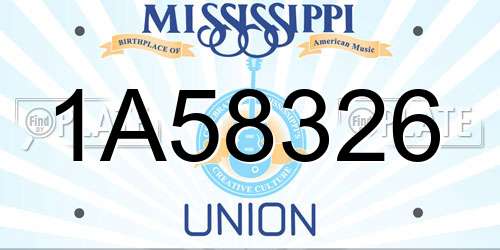 1A58326 Mississippi License Plate