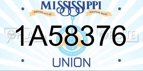1A58376 Mississippi License Plate