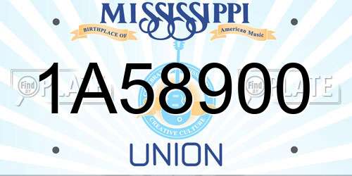 1A58900 Mississippi License Plate