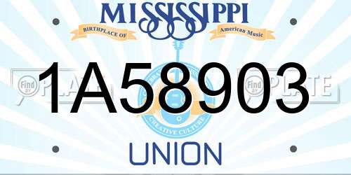 1A58903 Mississippi License Plate