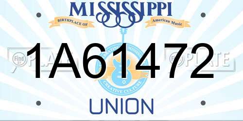1A61472 Mississippi License Plate