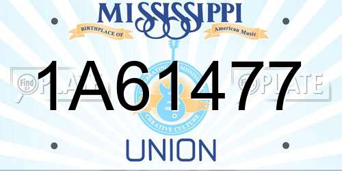 1A61477 Mississippi License Plate