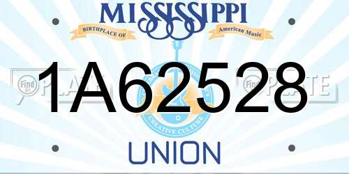 1A62528 Mississippi License Plate