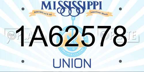 1A62578 Mississippi License Plate