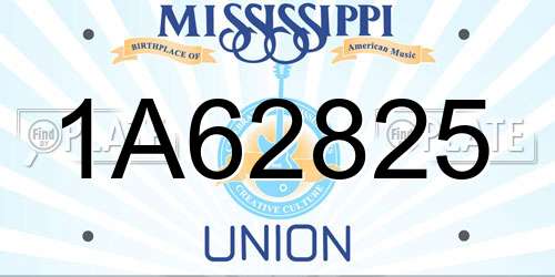 1A62825 Mississippi License Plate