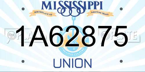 1A62875 Mississippi License Plate