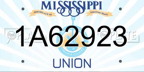 1A62923 Mississippi License Plate