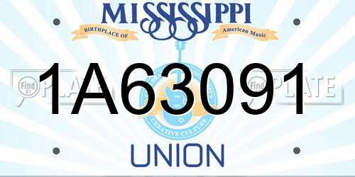 1A63091 Mississippi License Plate