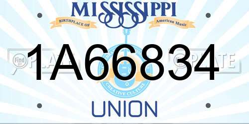 1A66834 Mississippi License Plate