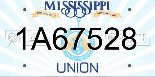 1A67528 Mississippi License Plate