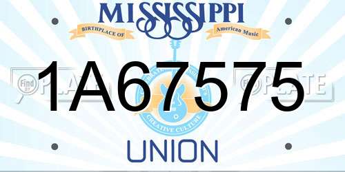 1A67575 Mississippi License Plate
