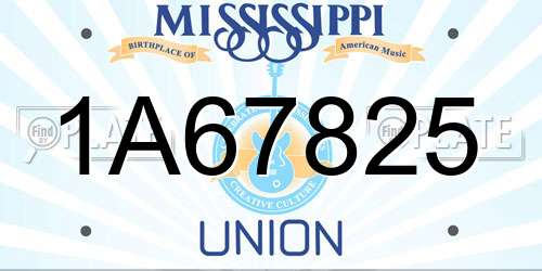 1A67825 Mississippi License Plate