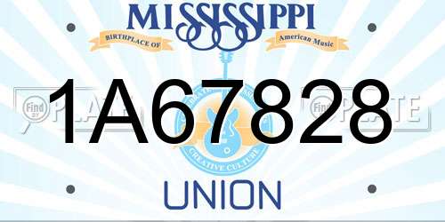 1A67828 Mississippi License Plate