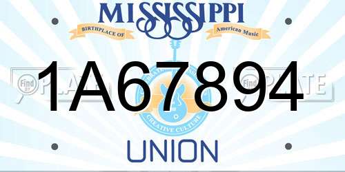 1A67894 Mississippi License Plate