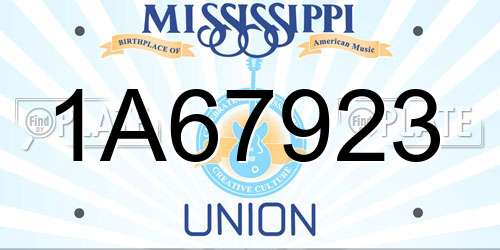 1A67923 Mississippi License Plate