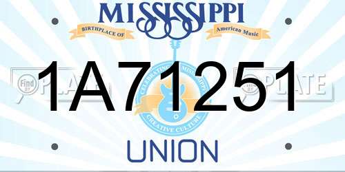 1A71251 Mississippi License Plate