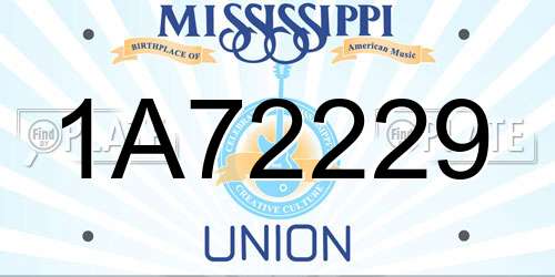 1A72229 Mississippi License Plate