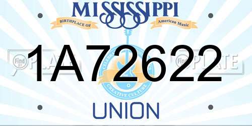 1A72622 Mississippi License Plate