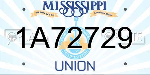 1A72729 Mississippi License Plate