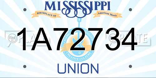 1A72734 Mississippi License Plate