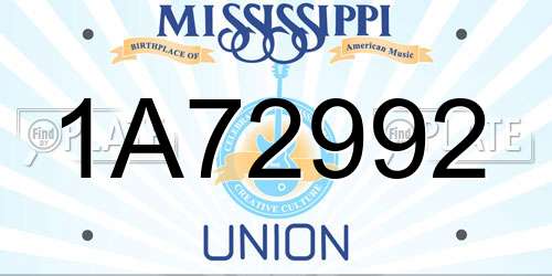 1A72992 Mississippi License Plate
