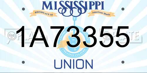 1A73355 Mississippi License Plate